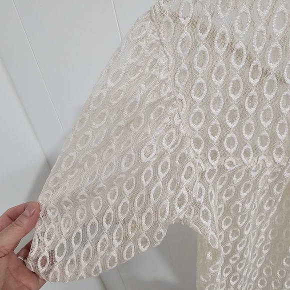 Zara Cream Lace Boho Peasant Top Sz S - Picture 4 of 7